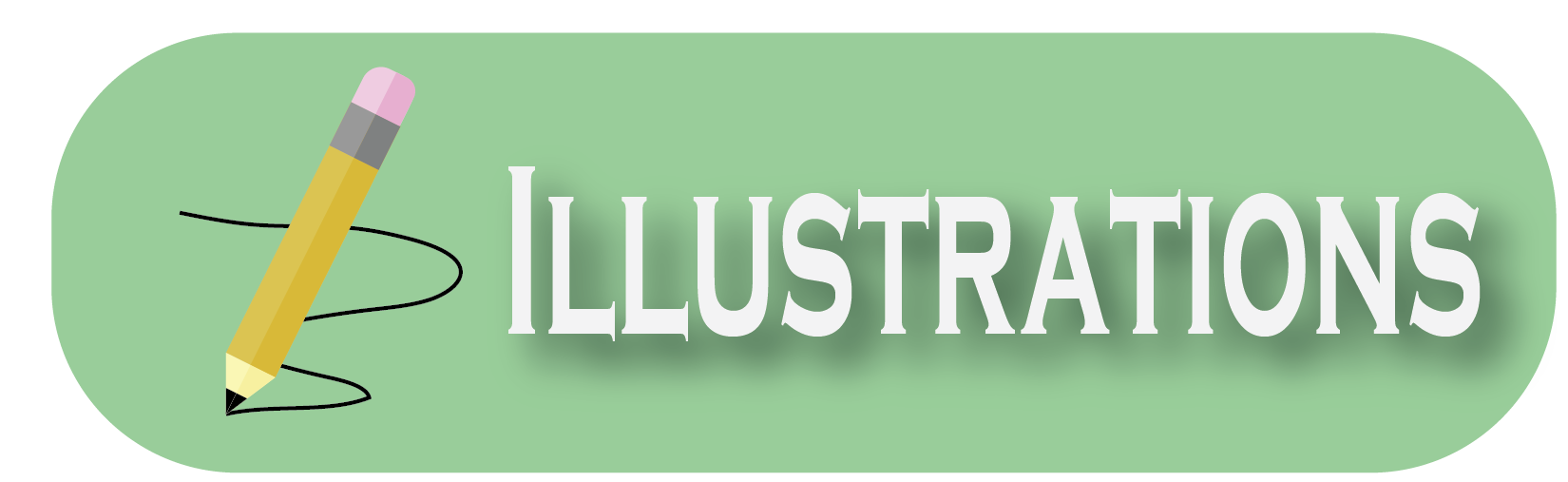 a light green background with a pencil making a line plus the text illustations on the background